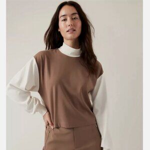 Athleta Venice Sweatshirt Mock Neck Pullover XXS NWT